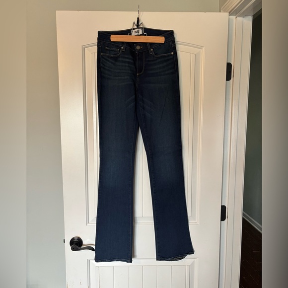 34” inseam PAIGE Manhattan High Rise Dark Blue Bootcut Jeans - Picture 5 of 7